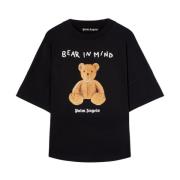 Palm Angels Svart Teddybjörn Logo Print T-shirt Black, Herr