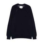 Jil Sander Navy Blue Bomull Crew Neck Sweater Blue, Herr