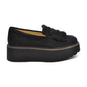 Hogan Svarta Slip-On Moccasins med Gummisula Black, Dam