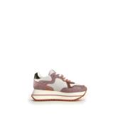 W6Yz Grå/Rosa Mocka Sneakers med Glitterinsatser Pink, Dam