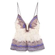 Zimmermann Lila Ramie Peplum Topp Purple, Dam