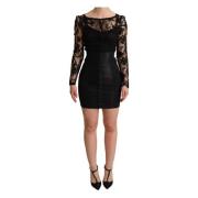 Dolce & Gabbana Svart Bodycon Mini Klänning med Spets Topp Black, Dam