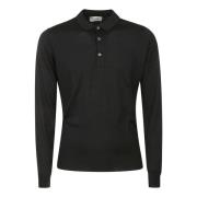 John Smedley Svart Merinoull Polo Tröja Black, Herr