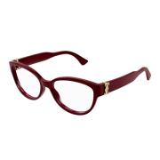 Cartier Elegant Cat-Eye Glasögon med Guld Detalj Red, Unisex