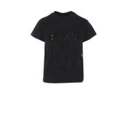 MM6 Maison Margiela T-shirt i bomull med fransdetaljer Black, Dam