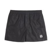 Valentino Svarta badshorts med broderad logotyp Black, Herr