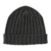 Hindustrie Kashmir Ribbstickad Beanie Mössa Grå Gray, Herr