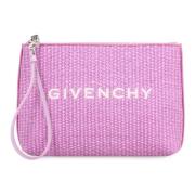 Givenchy Raffia Clutch med läderdetaljer Pink, Dam