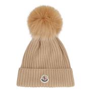 Moncler Pom-Pom Stickad Ullmössa Beige, Dam