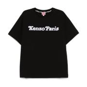 Kenzo Svart T-shirt med tecknad tryck och rund hals Black, Herr