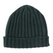 Hindustrie Kashmir Ribbstickad Beanie Mössa Grön Green, Herr