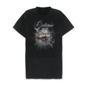 Balenciaga Getaria Print Oversized Bomull T-shirt Black, Dam