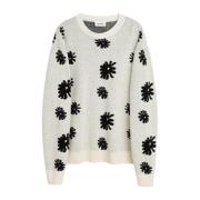 Soulland Blom Jacquard Crewneck Sweater Beige, Herr