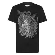 Philipp Plein Svart Tattoo Strass T-shirts och Polos Black, Herr