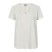 MOS MOSH Vit Basic Tee med V-ringning White, Dam