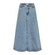 Lollys Laundry Maxi Kjol i Blå Denim Blue, Dam