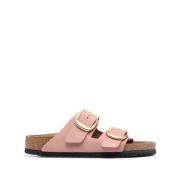 Birkenstock Rosa Läder Dubbel Spänne Sandaler Pink, Dam