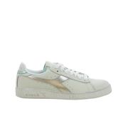 Diadora Silver Låg-Top Vaxade Sneakers White, Dam