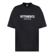 Vetements Bomull T-shirt Unisex Linje Black, Herr