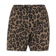 Aspesi Leo Mönstrad Elastisk Midja Casual Shorts Brown, Dam