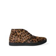 Dolce & Gabbana Leopard Print Mid-Top Sneakers Skor Multicolor, Herr