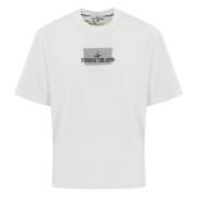 Stone Island Vit Logotyp Tryck T-shirt White, Herr