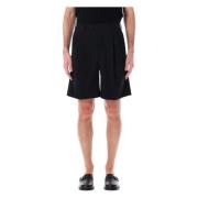 Auralee Svarta Ull Gabardine Bred Ben Shorts Black, Herr