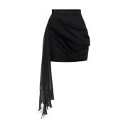 Elisabetta Franchi Satin Draperad Minikjol Black, Dam