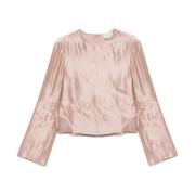 Loulou Studio Avslappnad Rund Hals Blus Pink, Dam