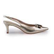 Twinset Grå Häl Slingback Läderpumps Gray, Dam