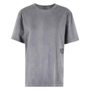 T by Alexander Wang Puff Logo Essential Tee med Bound Neck Gray, Dam