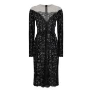 Dolce & Gabbana Svart Blommig Spets Sheer Tulle Klänning Black, Dam