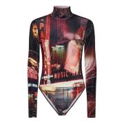 Jean Paul Gaultier Pigalle Röd Bodysuit med Cut-Out Multicolor, Dam