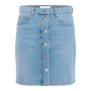 InWear Denim Kort Kjol med Knappar Blue, Dam