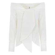 Liviana Conti Vit Bomull Off-Shoulder Skjorta White, Dam