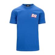 Dsquared2 Herr Logo Print Bomull T-shirt Blue, Herr