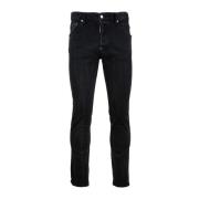 Dsquared2 Mäns Knapp Jeans med Läder Patch Black, Herr