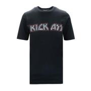 Dsquared2 Svart T-shirt med Rhinestone 'Kick' Print Black, Dam