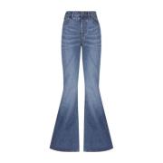 Chloé Denim Flared Jeans med Broderad Detalj Blue, Dam