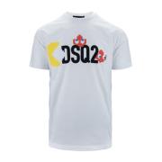 Dsquared2 Herr Grafisk Tryck Bomull T-shirt White, Herr