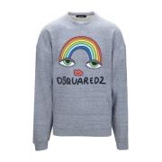 Dsquared2 Herr Pullover Sweatshirt med Ribbed Trim Gray, Herr