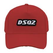 Dsquared2 Broderad Logga Baseball Cap Fibbia Red, Unisex