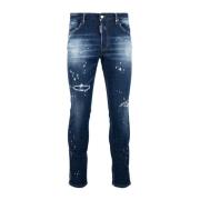 Dsquared2 Mäns Knapp Jeans Blue, Herr