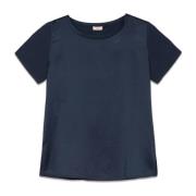 Oltre T-shirt gjord av två olika material Blue, Dam