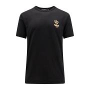 Dolce & Gabbana Svart Bomull T-Shirt med Frontbroderi Black, Herr