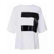 Elisabetta Franchi Oversized Bomull T-shirt med Logotyptryck White, Da...