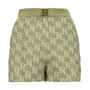 Elisabetta Franchi Guld Logo Dragkedja Krok Shorts Green, Dam