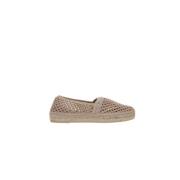 Miu Miu Beige Virkade Espadriller med Tonal Logo Brodyr Beige, Dam