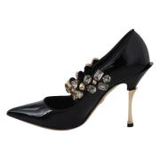 Dolce & Gabbana Elegant Svart Kristall Pumps Black, Dam