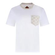 MCM Räfflad crew-neck T-shirt i bomull White, Dam